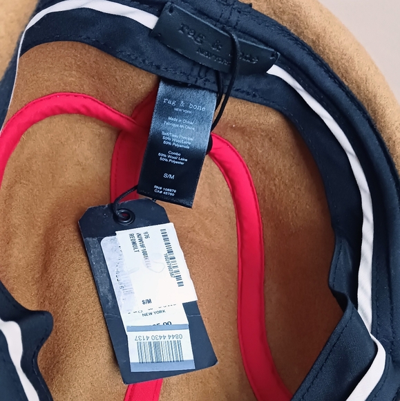 NWT Rag & Bone Plaid Wool Blend Pilot Cap size Small Medium Red - Picture 2 of 3